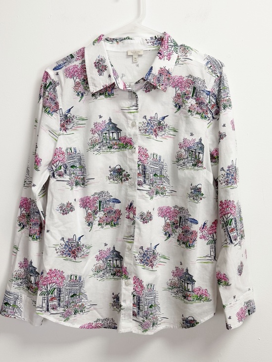 Talbots Tops - Talbots Shirt Womens PM Medium Petite Button Up Shirt Floral Flower Garden